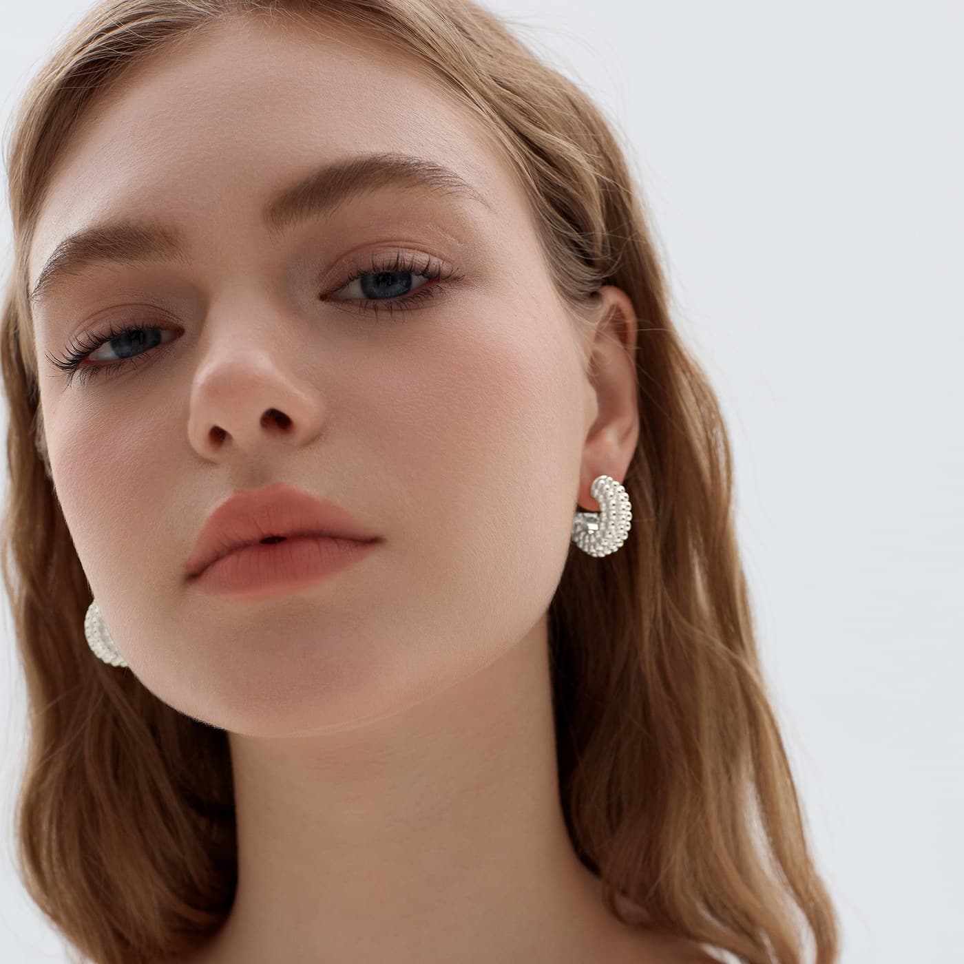 Ribbed Dome Hoops in sterling silver
