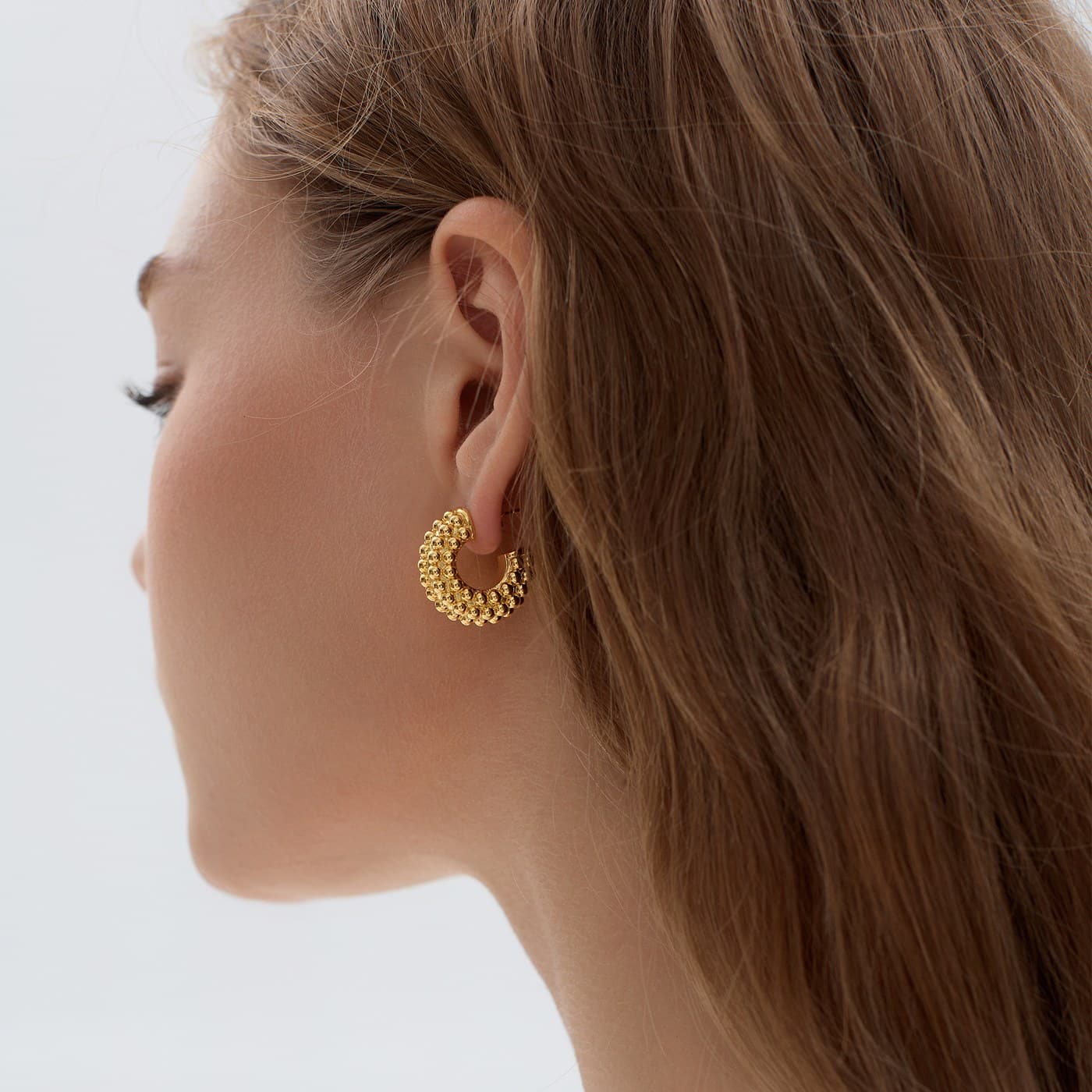 Ribbed Dome Hoops in sterling silver