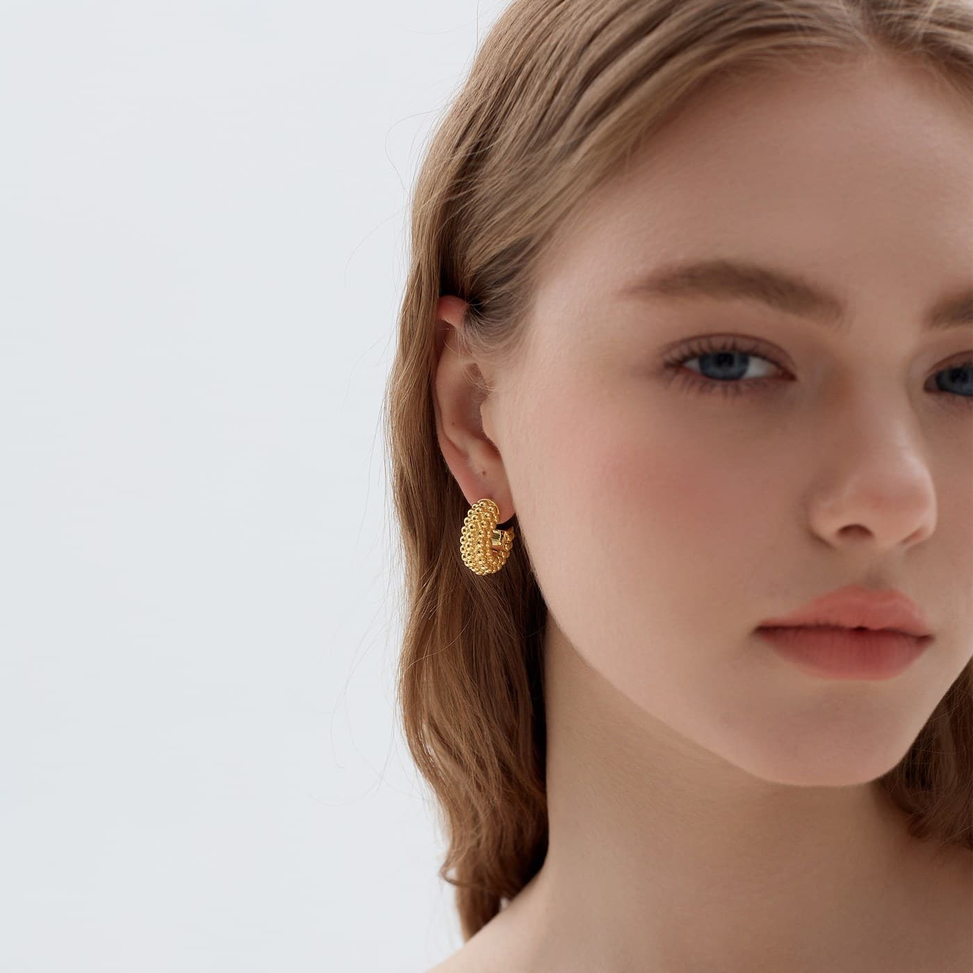 Ribbed Dome Hoops in sterling silver
