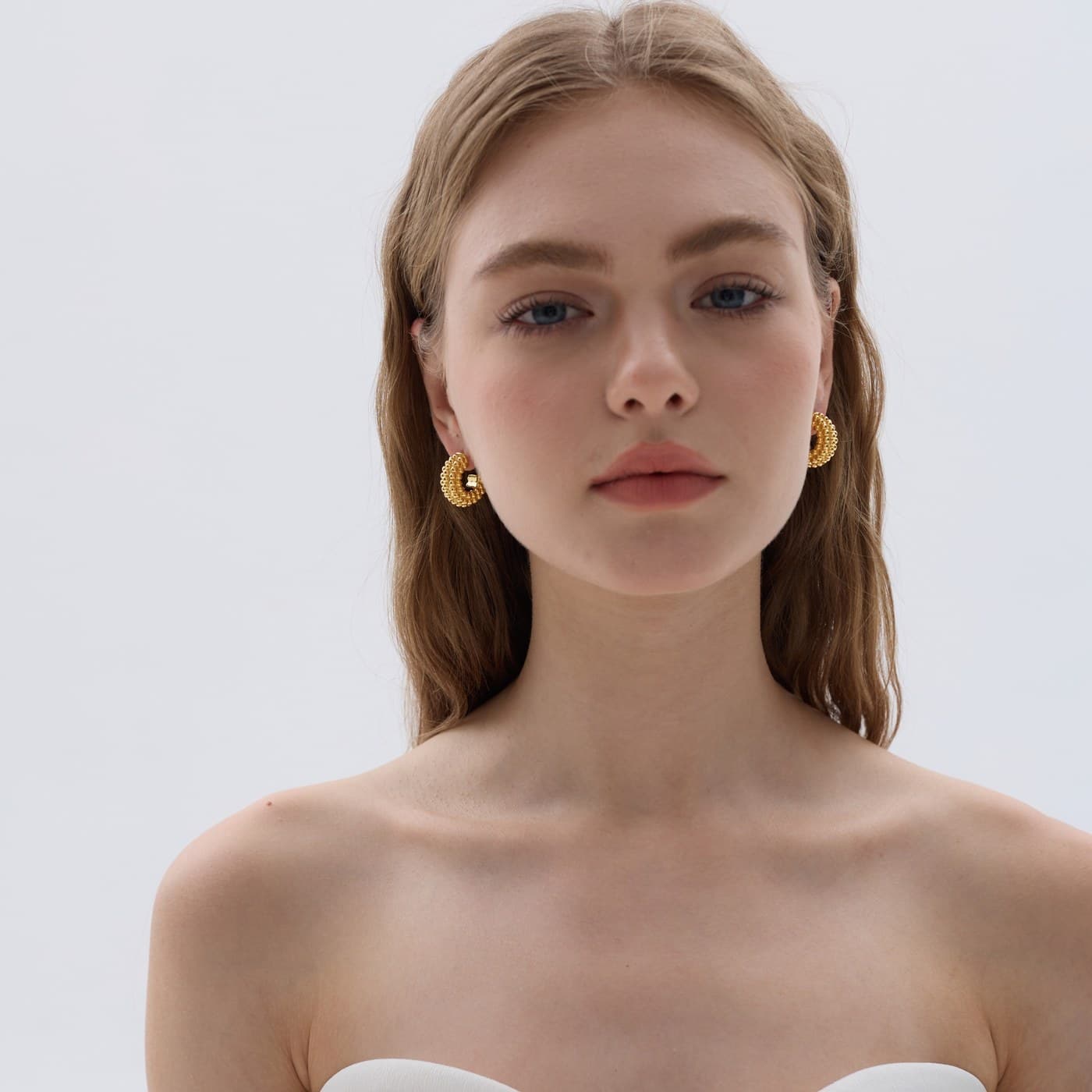 Ribbed Dome Hoops in sterling silver